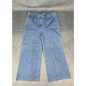 Point Sur J. Crew Womens 30 Wide Leg Cropped Denim Skater Boho High Rise Casual